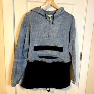 Homme + Femme LA future pullover denim acid washed & black hoodie sz XXL